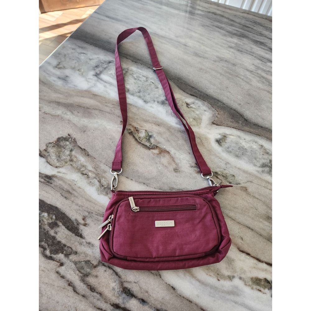 Baggallini Burgundy Crossbody with orange interior